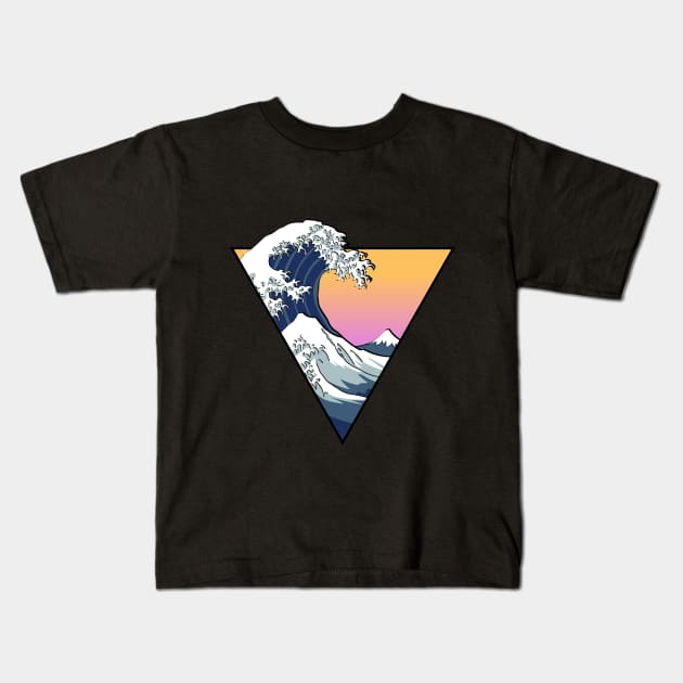 Great Wave Aesthetic Kids T-Shirt by Zayter